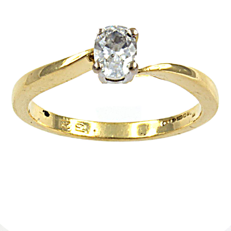 18ct gold Diamond 32pt Solitaire Ring size L